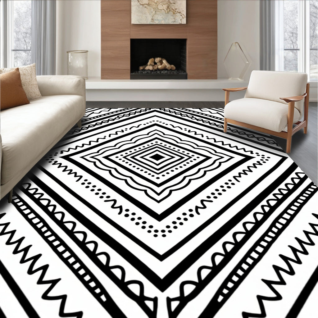 Bold Geometric Diamond Pattern Rug