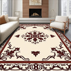Dark Floral Medallion Border Design Rug