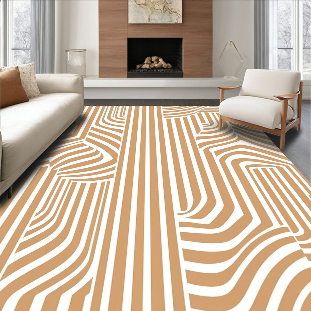 Modern Curved Stripe Pattern Rug