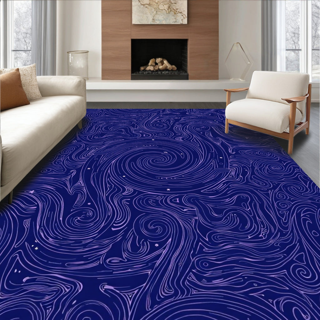 Celestial Swirls Star Patterns Rug