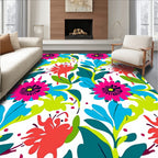 Vibrant Tropical Floral Pattern Rug