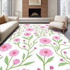 Pink Floral Vine Print Rug