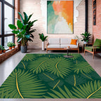 Green Tropical Leaf Pattern Design Rug