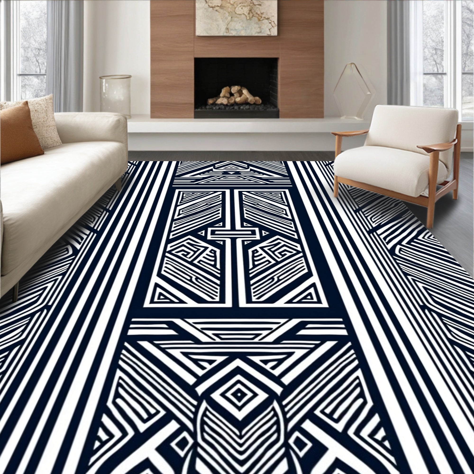 Bold Abstract Geometric Stripe Rug