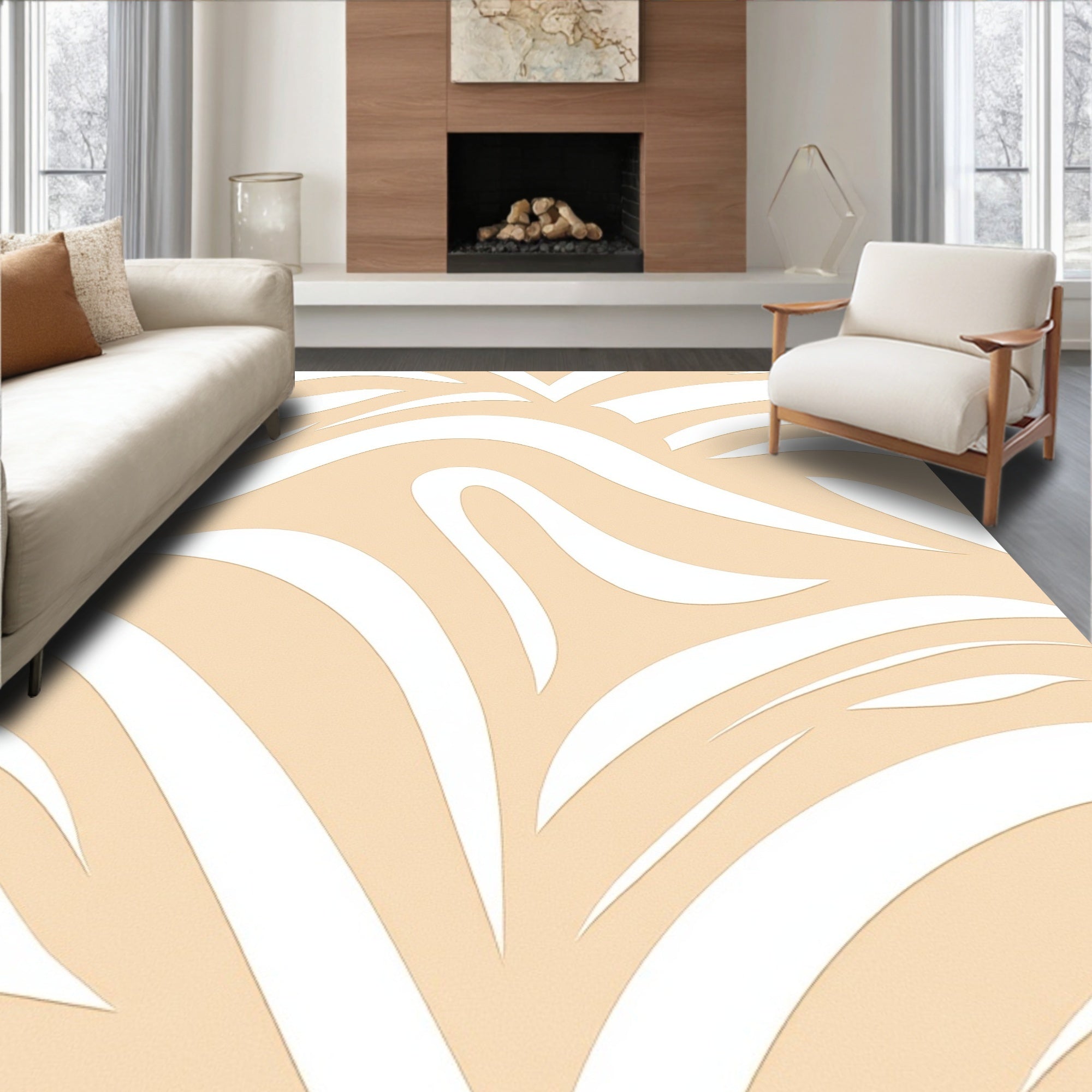 Abstract Swirls Curves Pattern Rug