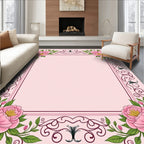 Floral Vine Decorative Pink Rug