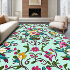 Vibrant Floral Pattern With Swirling Vines Rug
