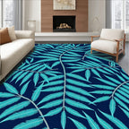 Turquoise Fern Frond Pattern Rug