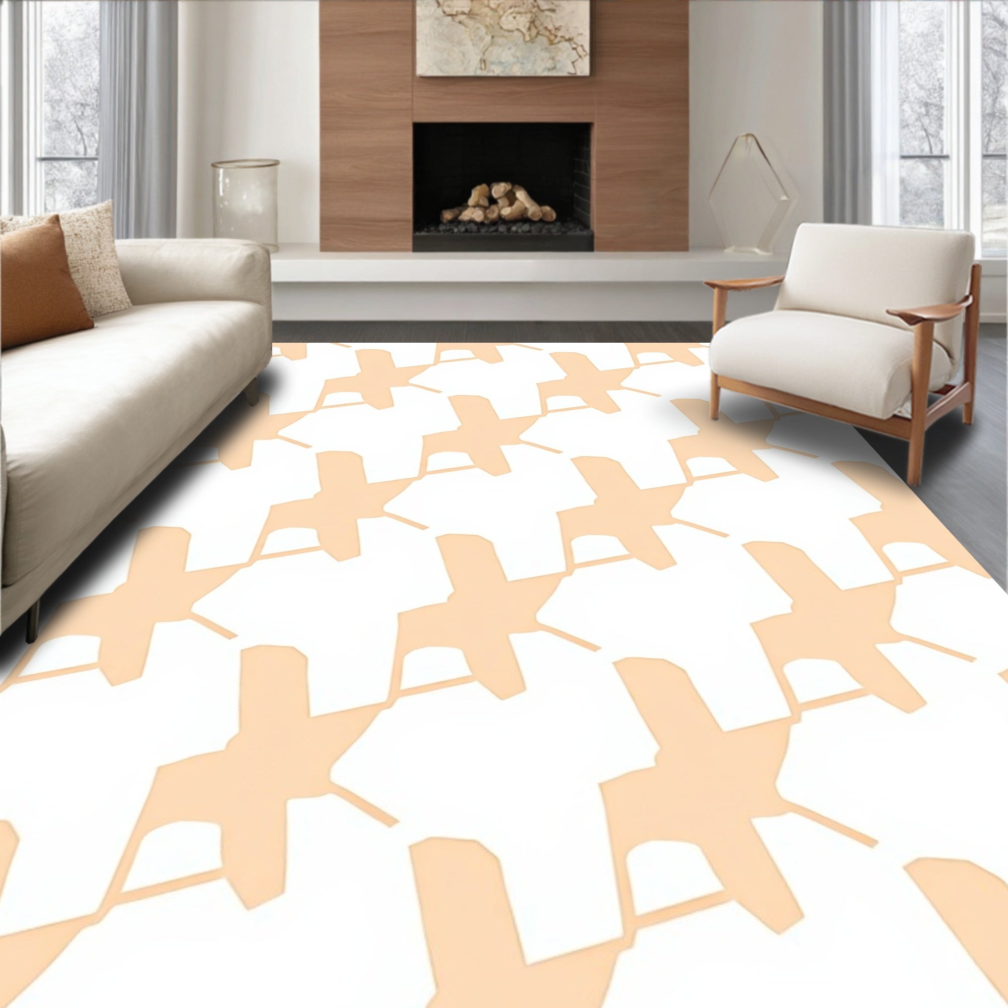Houndstooth Pattern Geometric Rug