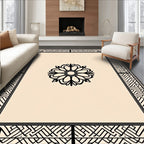 Ornate Floral Geometric Border Rug
