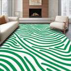 Green Wavy Stripe Abstract Pattern Rug