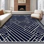 Structured Geometric White Lines Rug