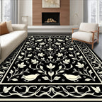 Vintage Birds Floral Vine Scroll Rug
