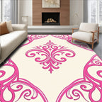Bright Pink Corner Scroll Medallion Rug