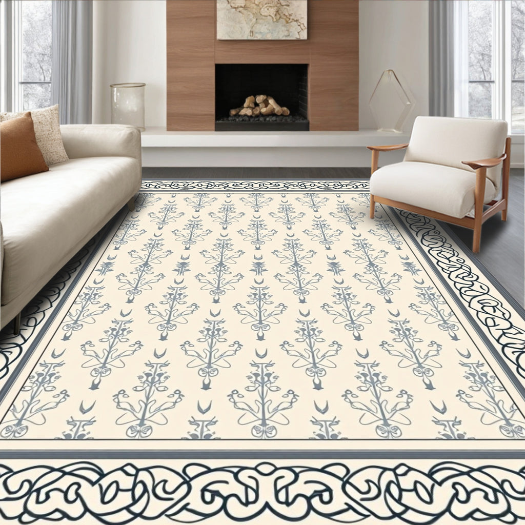Intricate Floral Paisley Cream Pattern Rug