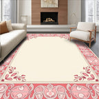 Art Nouveau Pink Floral Border Rug