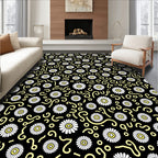 Whimsical Daisy Pattern with Swirls Rug