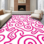 Bold Pink Swirl Abstract Design Rug