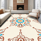 Elegant Teal Orange Mandala Design Rug