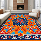 Intricate Geometric Floral Medallion Design Rug