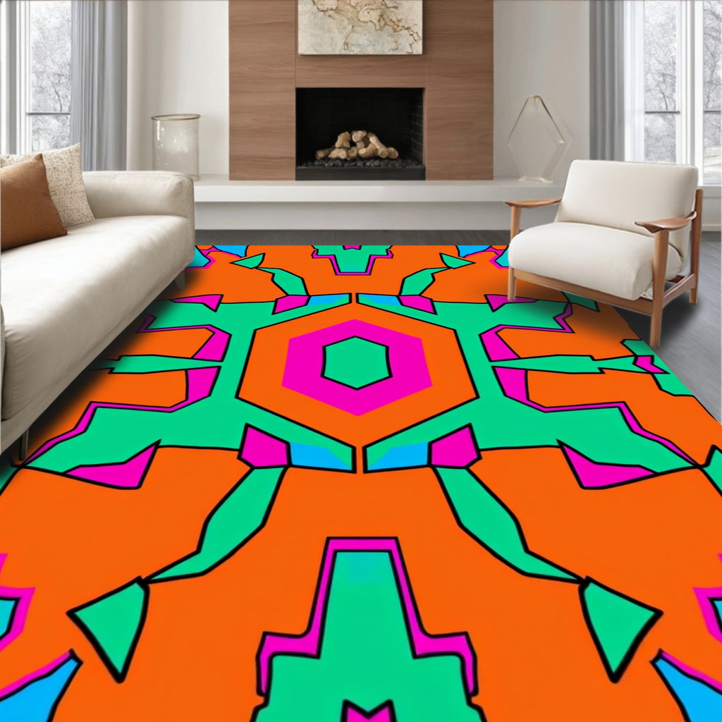 Bold Hexagon Geometric Abstract Design Rug
