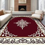 Elegant Cream Maroon Scrollwork Design Rug
