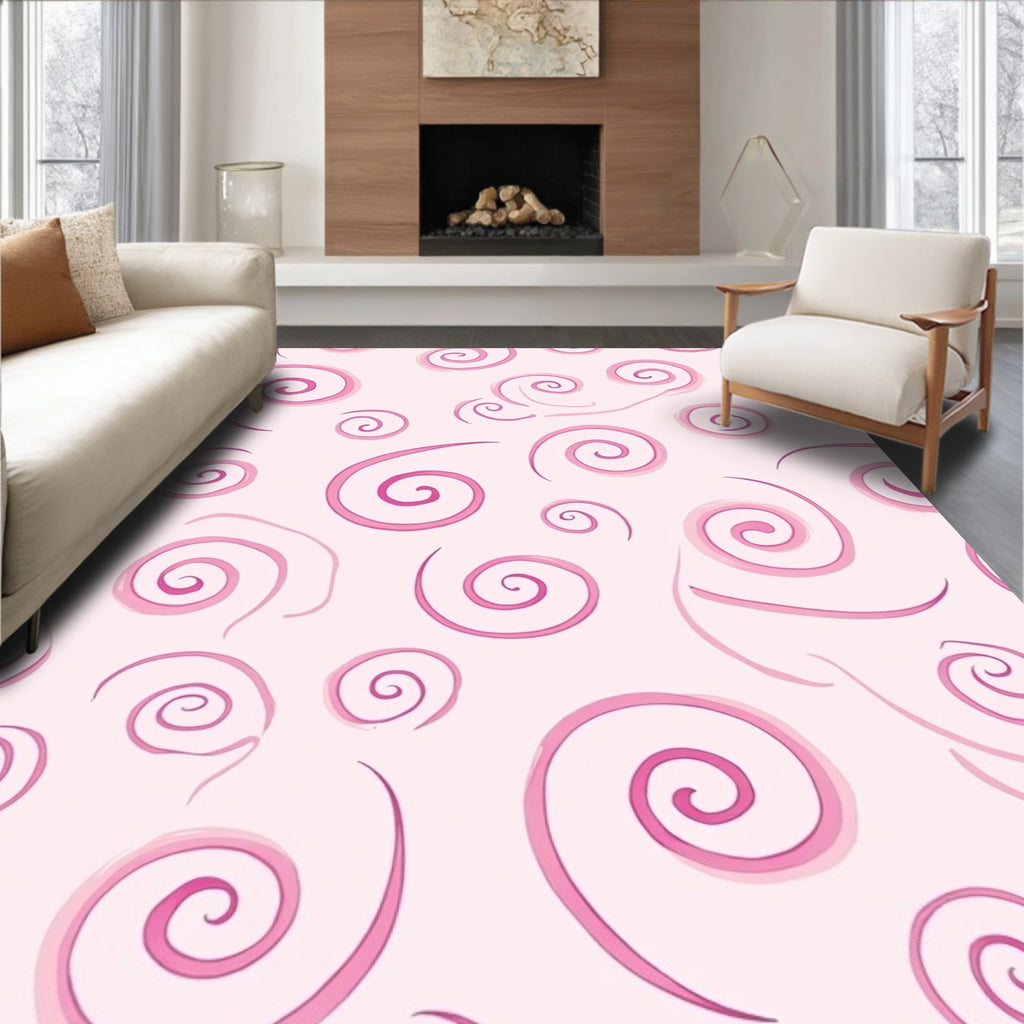 Whimsical Pink Swirls Soft Background Rug