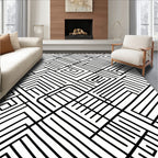 Bold Black White Abstract Geometric Rug