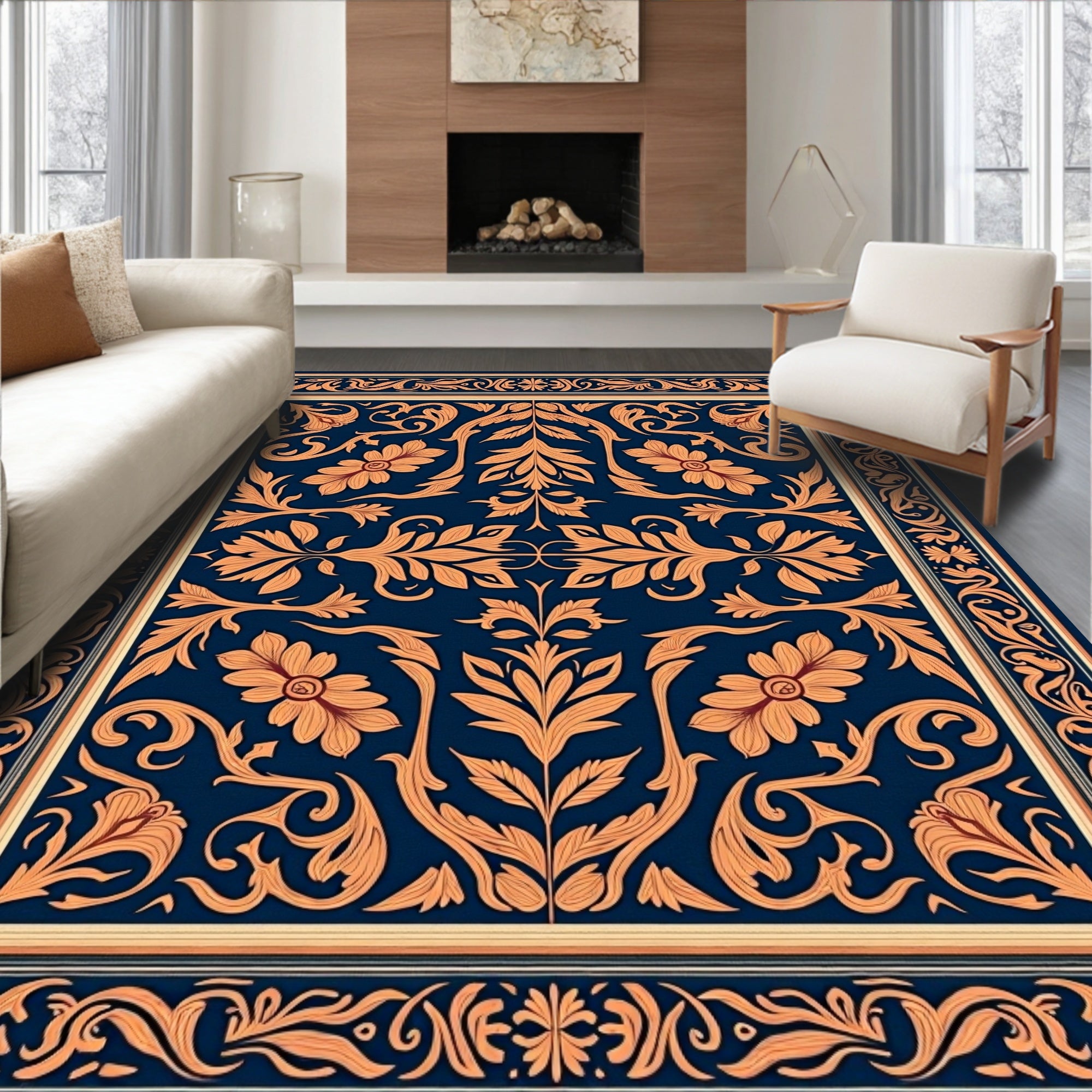Classic Floral Swirls Pattern Rug