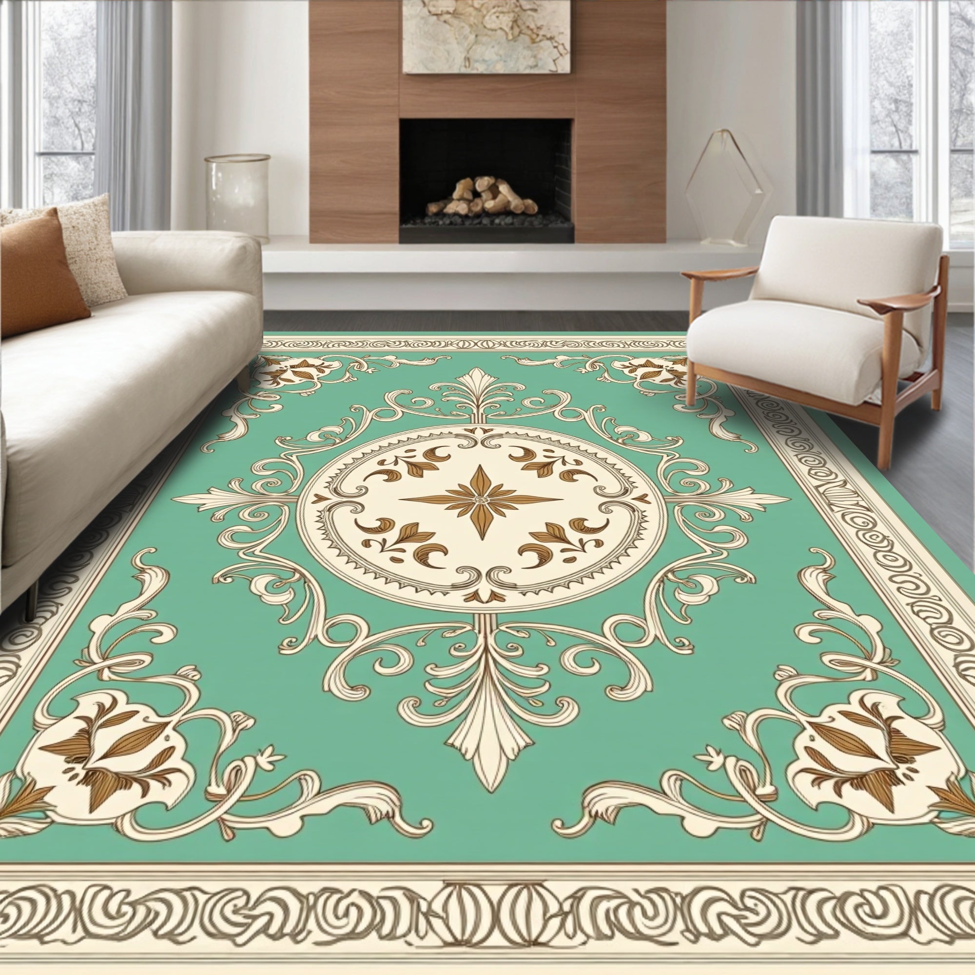 Ornate Floral Scrollwork medallion Rug