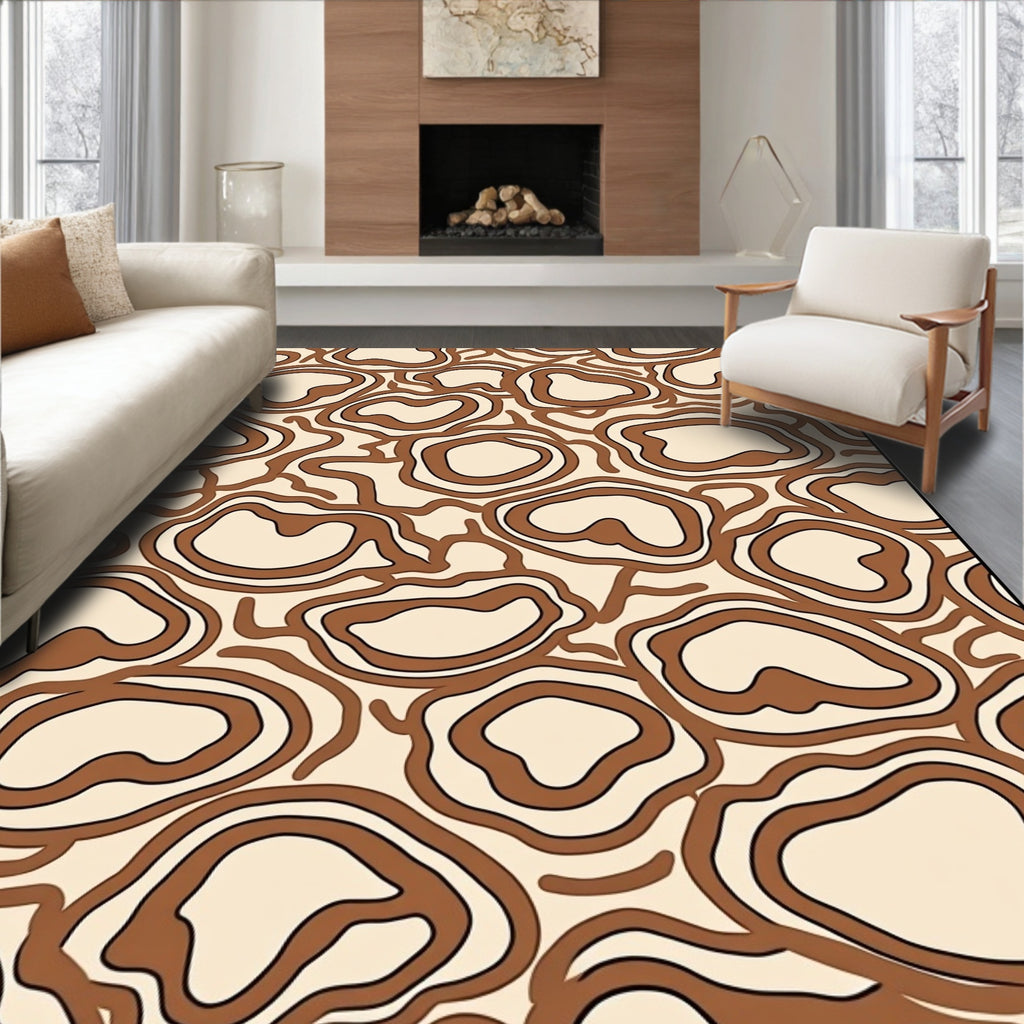 Organic Shapes Brown Pattern Rug