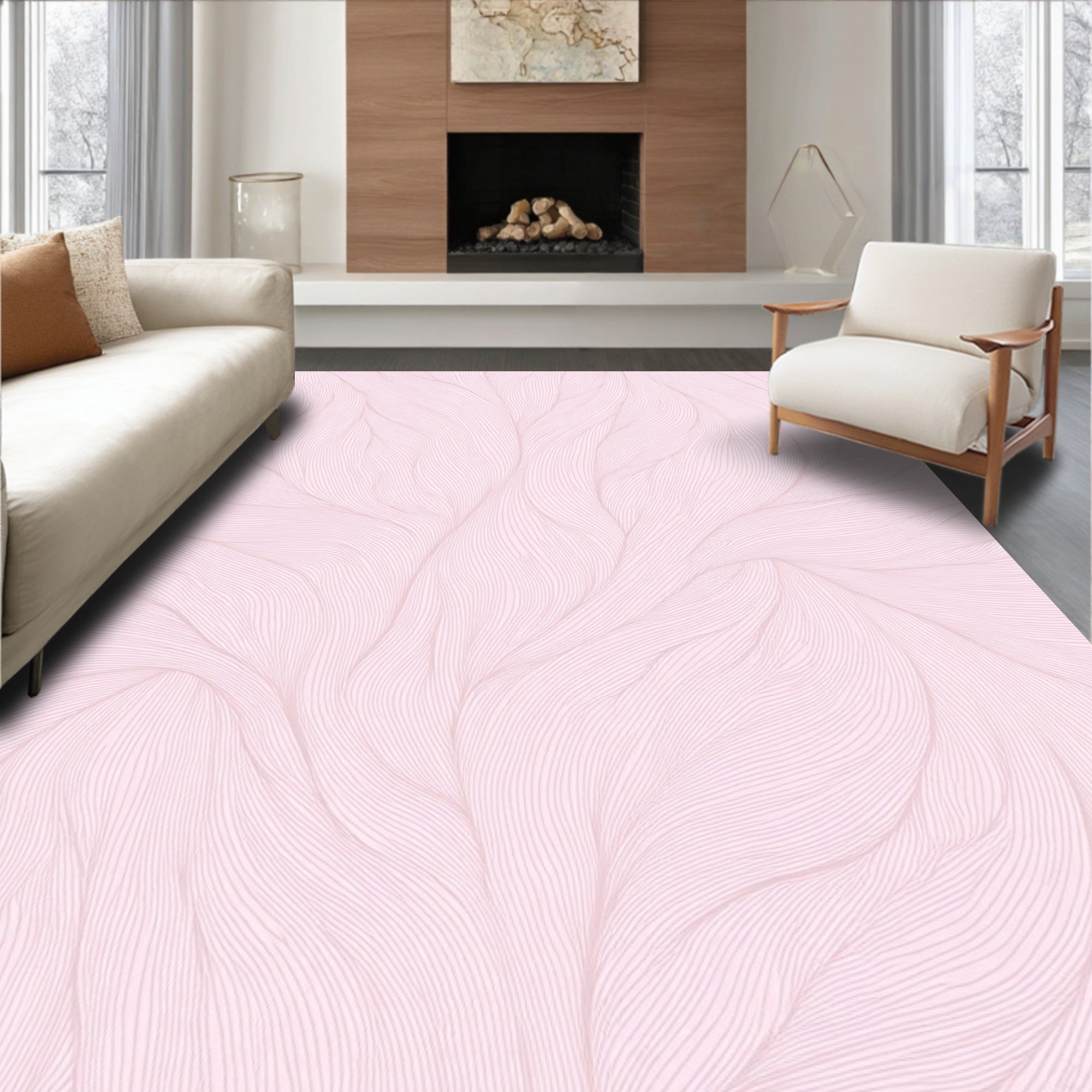 Soft Pink Woven Organic Flow Rug