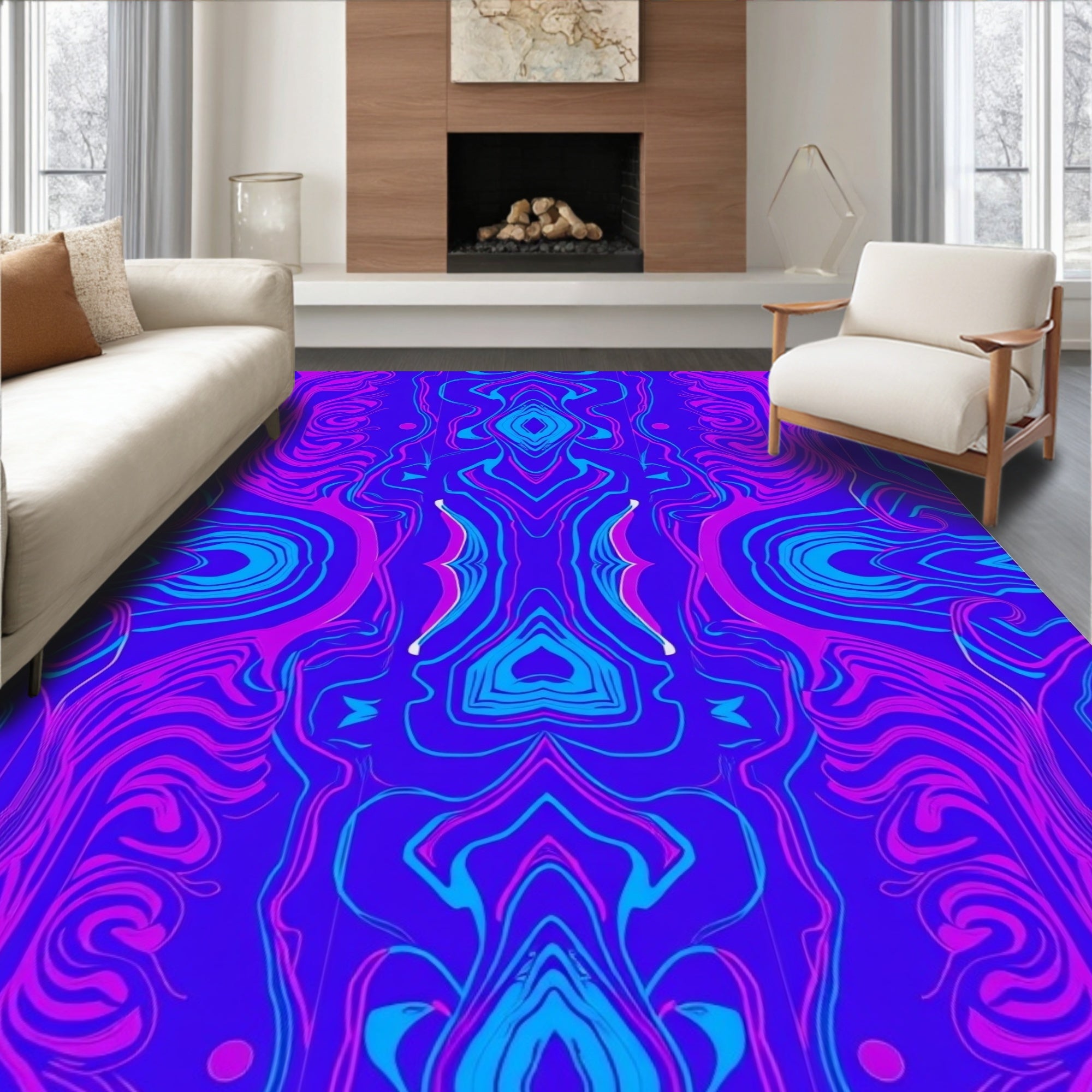 Vibrant Swirl Pattern Abstract Design Rug