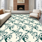 Dark Green Vintage Swirl Pattern Rug