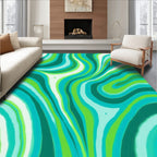 Groovy Aqua Green Swirl Rug