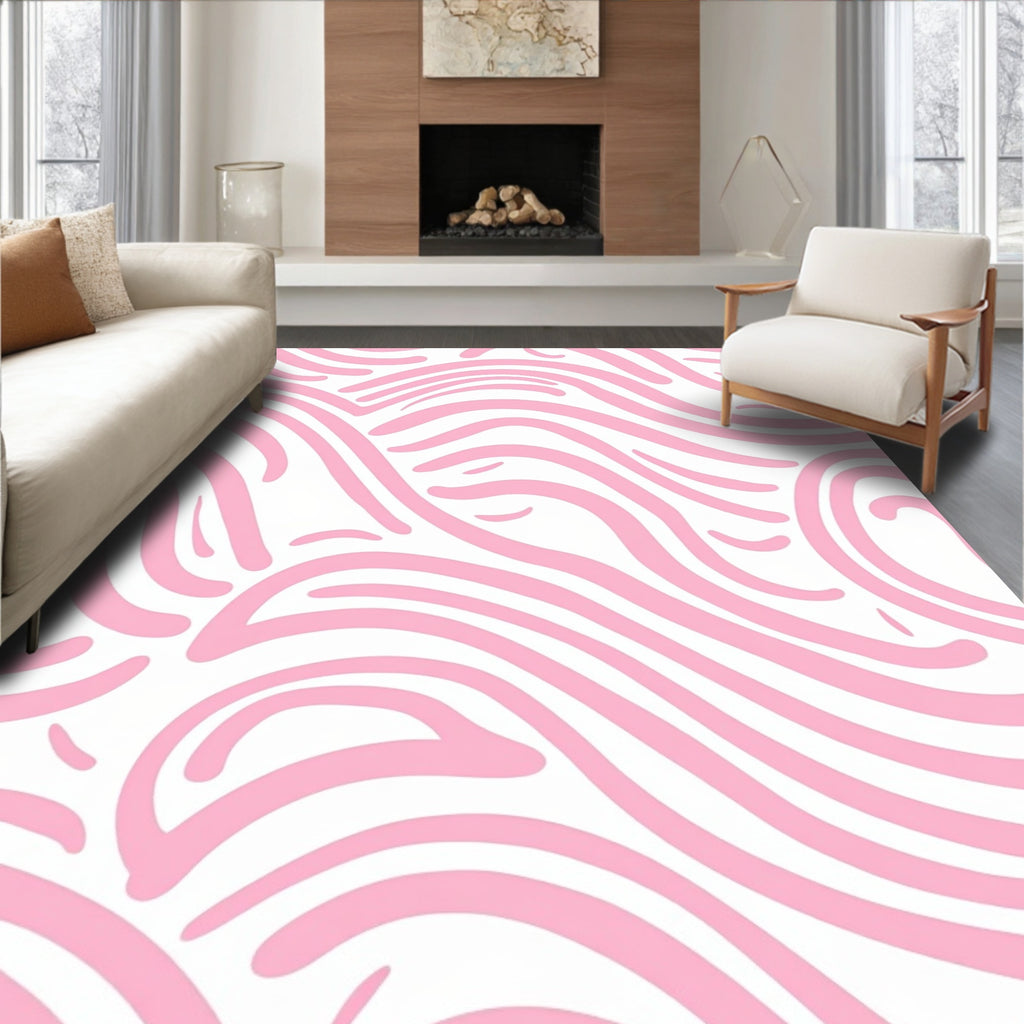 Pink Wave Pattern Abstract Design Rug