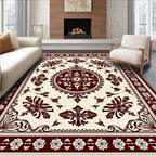 Ornate Floral Scrollwork Square Design Rug