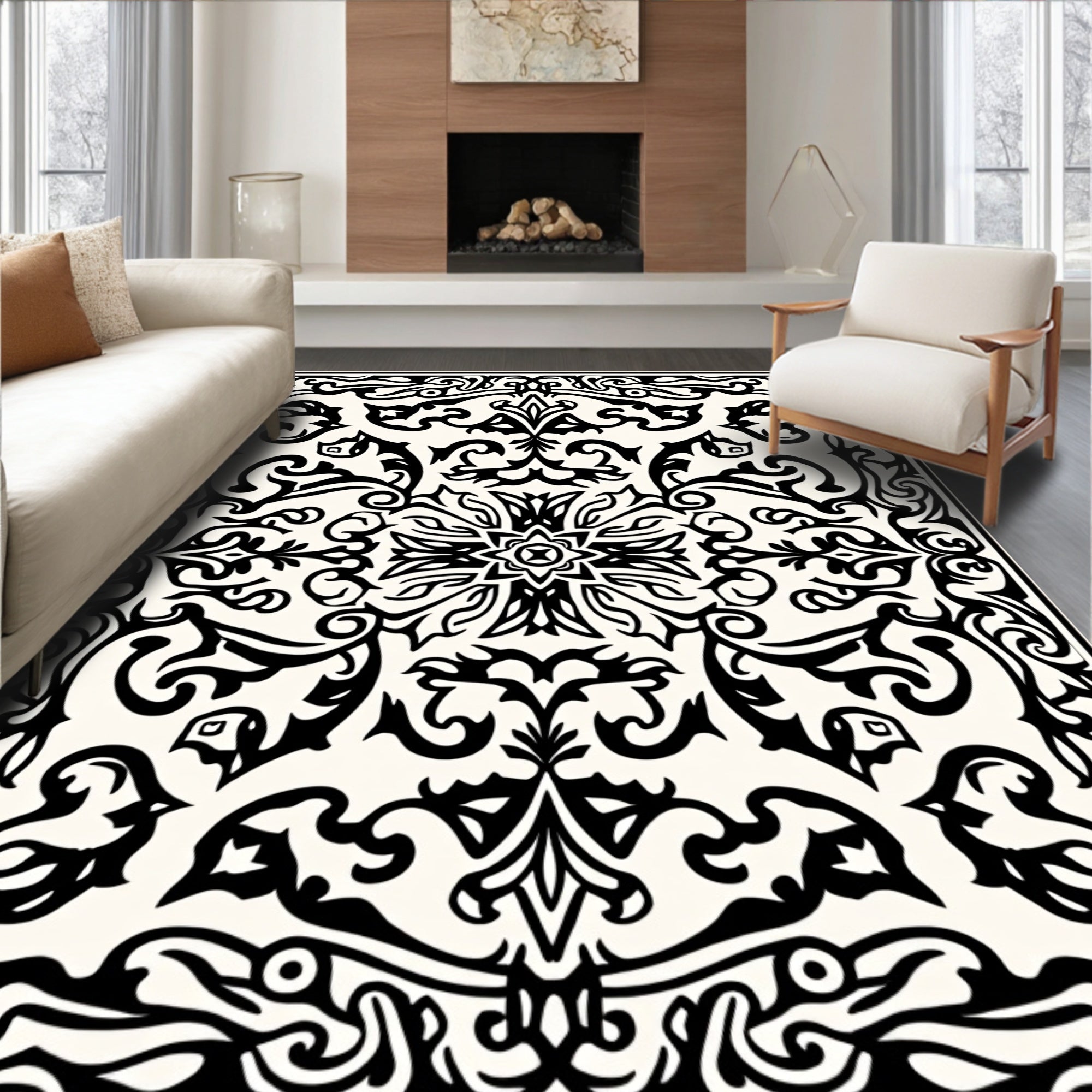 Intricate Floral Swirls Design Rug