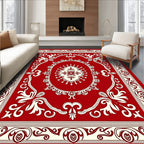 Classic Red Floral Medallion Design Rug
