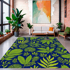 Lush Green Leafy Tropical Pattern Rug