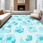Abstract Blue Ice Form Pattern Rug