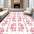 Elegant Pink Abstract Geometric Pattern Rug