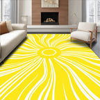 Radiant Yellow Sunburst Curved Lines Rug
