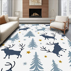 Woodland Reindeer And Trees Pattern Rug
