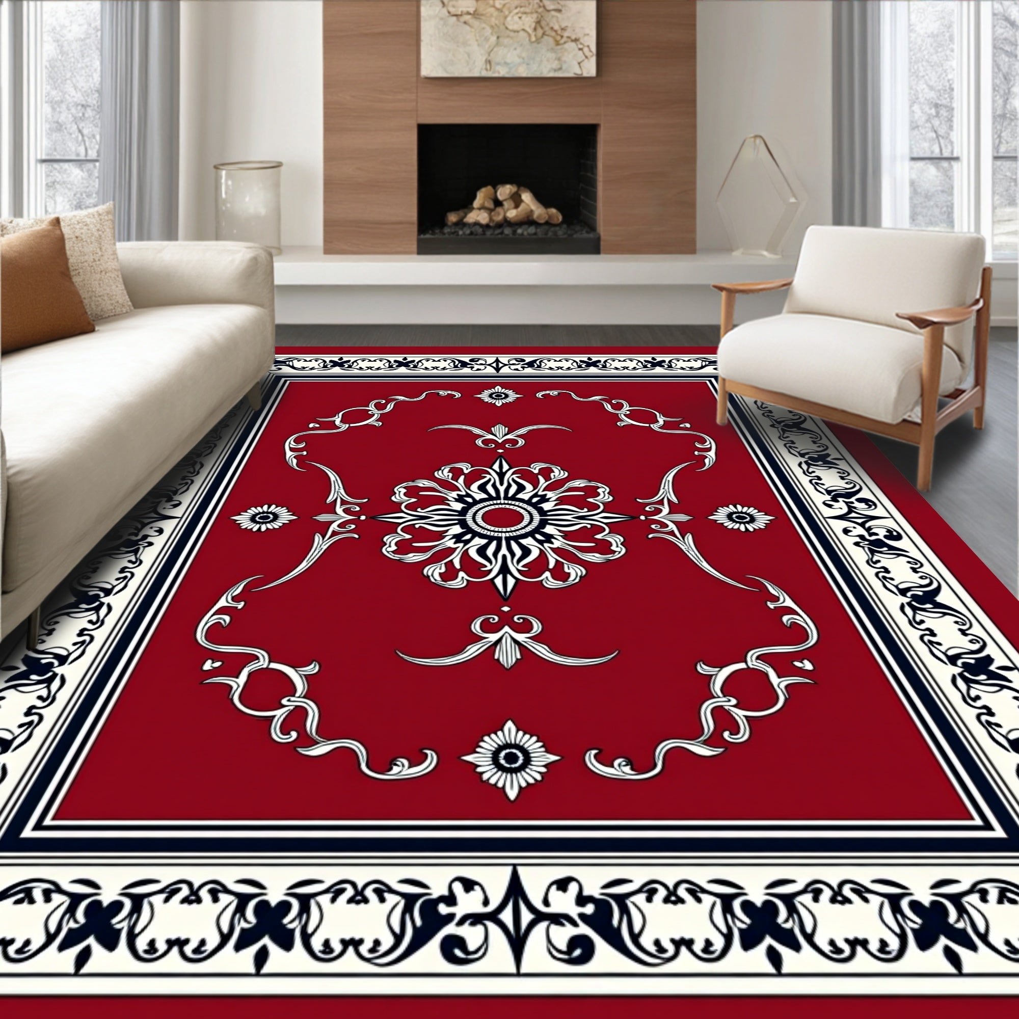 Traditional Floral Intricate Red Rug