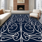Art Nouveau White Floral Vine Pattern Rug