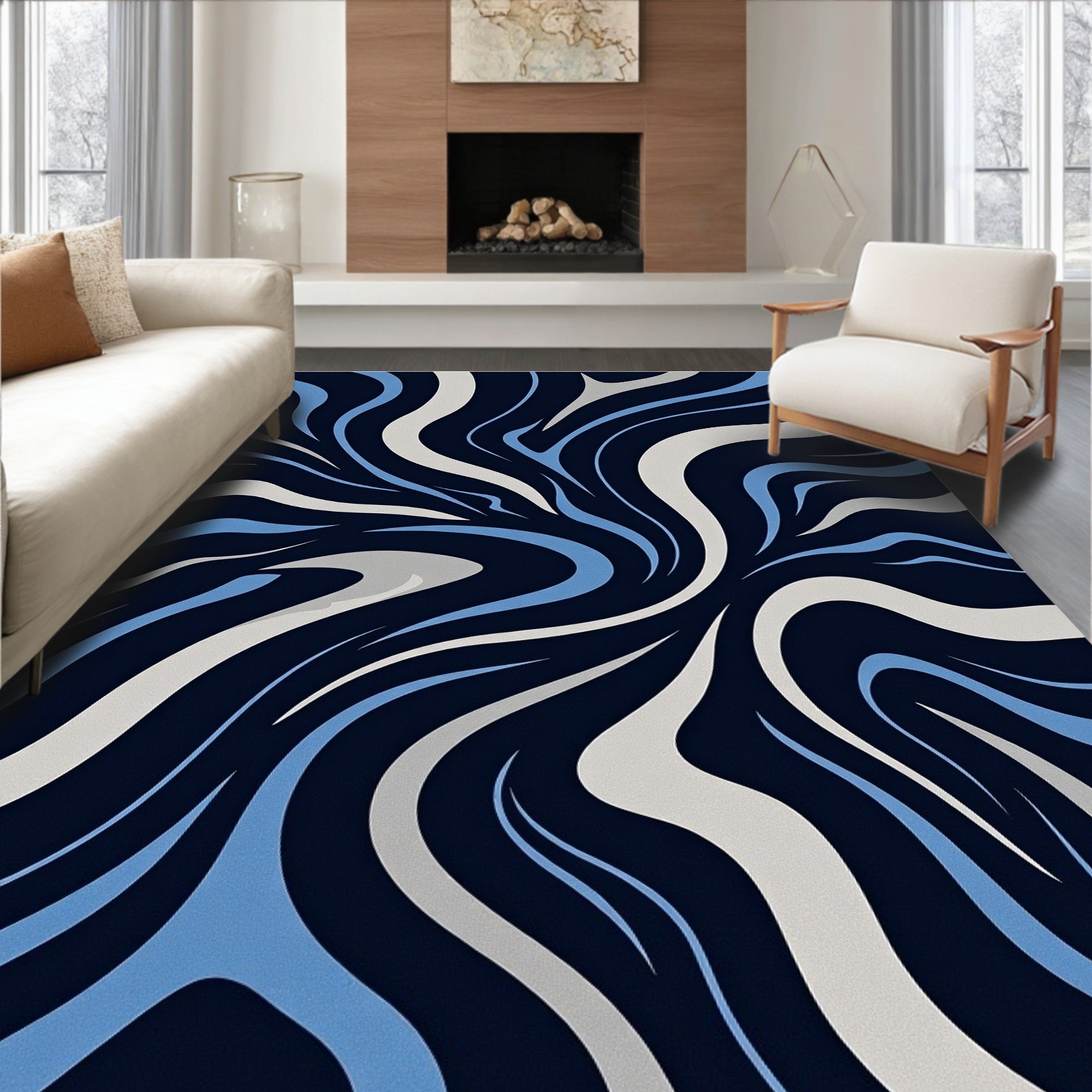 Abstract Flowing Wave Pattern Rug