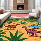 Dinosaur Landscape Scene Print Rug
