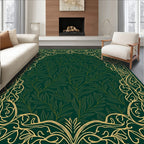 Elegant Leaf Patterned Frame Rug
