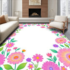 Pink Floral Border Design Rug